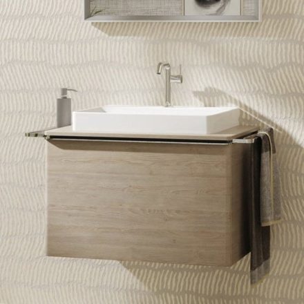 Hansgrohe Xelu Q Mosdószekrény 780/550 fiókkal, ráültetett mosdótálakhoz, króm fogantyú/természetes tölgy 54056000