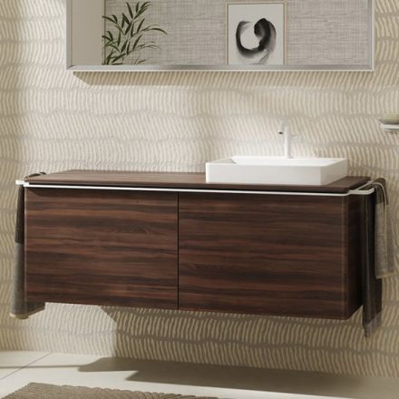Hansgrohe Xelu Q Dupla Konzolos mosdószekrény 1360/550 mosdótálakhoz, matt fehér fogantyú/sötét dió 54069700