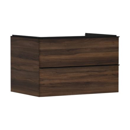Hansgrohe Xelu Q Konzolos két fiókos mosdószekrény 780/550 mosdótálakhoz, matt fekete fogantyú/sötét dió 54077670