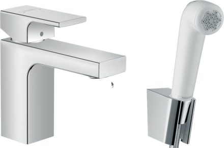 Hansgrohe Vernis Shape egykaros mosdócsaptelep 100, bidé kézizuhannyal és 160 cm-es zuhanytömlővel króm 71216000