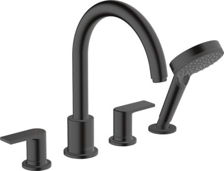 Hansgrohe Vernis Shape 4 lyukú peremre szerelhető kádcsaptelep matt fekete 71459670