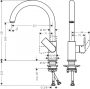 Hansgrohe Vernis Shape M35 Egykaros konyhai csaptelep 260, elforgatható kifolyóval matt fekete 71871670