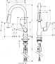 Hansgrohe Talis M51 rozsdamentes acél hatású konyhai csaptelep 160, kihúzható kifolyóval 72815800