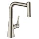 Hansgrohe Metris M71 rozsdamentes acél hatású konyhai csaptelep 220, kihúzható zuhanyfejjel 73800800