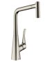 Hansgrohe Metris M71 rozsdamentes acél hatású konyhai csaptelep 320, kihúzható zuhanyfejjel 73801800