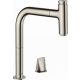 Hansgrohe Metris Select M71 2-lyukú rozsdamentes acél hatású konyhai csaptelep, kihúzható kifolyóval 73804800