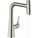 Hansgrohe Metris Select M71 rozsdamentes acél hatású konyhai csaptelep 240, kihúzható zuhanyfejjel 73822800