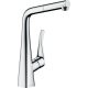 Hansgrohe Metris M71 konyhai csaptelep L-kifolyóval EcoSmart 320, kihúzható kifolyóval és sBox, króm 73828000