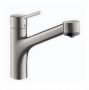 Hansgrohe Talis M52 rozsdamentes acél hatású konyhai csaptelep, kihúzható zuhanyfejjel 73860800