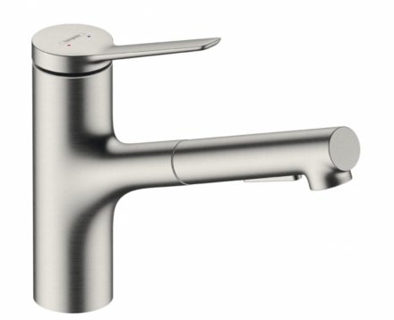 Hansgrohe Zesis M33 konyhai csaptelep 2jet, kihúzható zuhanyfejjel, szálcsiszolt rozsdamentes acél 74820800