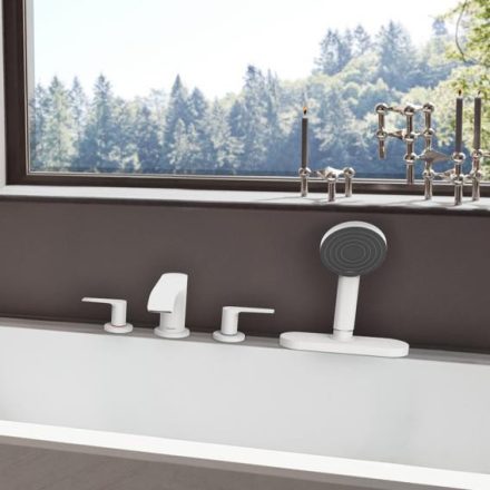 Hansgrohe Vivenis 4 lyukú, peremre szerelhető kádcsaptelep sBox-szal, matt fehér 75444700