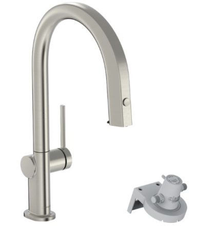 Hansgrohe Aqittura M91 Vízszűrős konyhai csaptelep 210, kihúzható zuhanyfejjel, rozsdamentes acél hatású 76803800