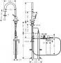 Hansgrohe Aqittura M91 Vízszűrős konyhai csaptelep 210, kihúzható zuhanyfejjel és sBox szereléssel, rozsdamentes acél hatású 76826800