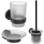 Ideal Standard IOM fali WC kefe, fogkefetartó pohár és szappantartó, matt üveg / matt fekete A9245XG