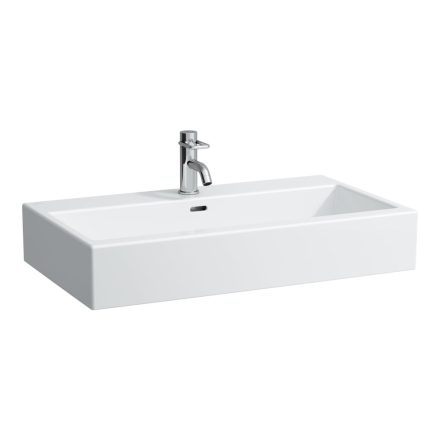 Laufen Living City kerámia mosdó csiszolt alsó felülettel 80x46 cm egy csaplyukkal és túlfolyóval, fehér H8174370001041