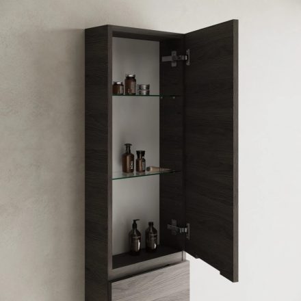 Marmy Code függesztett fali szekrény 2 ajtóval 160x15 cm, fekete fogantyúk, Tabacco 902016151199