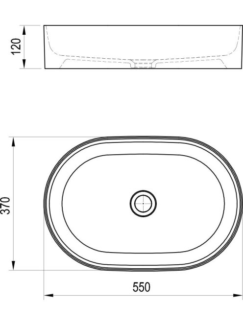 Xjx01155002 раковина на столешницу ceramic 550 r slim 55x37x12 белый