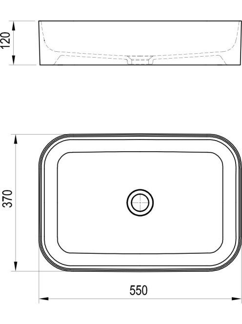 Xjx01155002 раковина на столешницу ceramic 550 r slim 55x37x12 белый