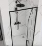 Rea Rapid Swing kifelé nyíló zuhanyajtó 80x195 cm, átlátszó üveggel, fekete profil REA-K6408