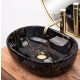 Rea Amelia pultra ültethető kerámia mosdótál 48x34,5cm, fényes fekete/arany REA-U8000