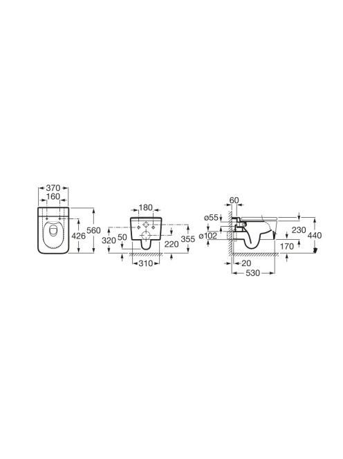 Roca Inspira rimless fali WC csésze A346537000