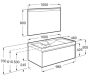 Roca Ona 1 fiókos mosdószekrény 100x46x50,5 cm kerámia mosdóval és tükör LED világítással, homokszürke A851702510