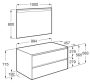 Roca Ona 2 fiókos mosdószekrény 99,4x45,7x58,3 cm és 100x80 cm-es tükör LED világítással, matt fehér A851718509