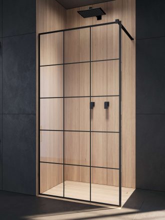 Radaway Modo New Black II Factory Walk-in zuhanyfal 55x200 cm átlátszó üveg, fekete profil 389055-54-55