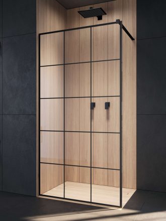 Radaway Modo New Black II Factory Walk-in zuhanyfal 160x200 cm átlátszó üveg, fekete profil 3891645455