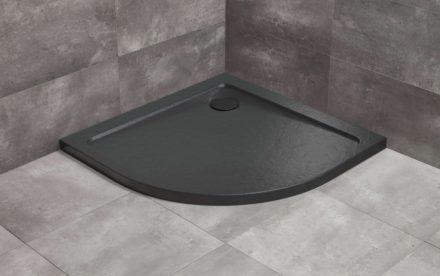 Radaway Doros Stone A íves zuhanytálca 80x80 cm ajándék szifonnal, fekete SDRA8080-01-54S