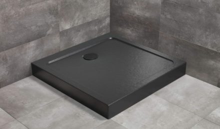 Radaway Doros Stone C akril zuhanytálca előlappal 90x90 cm ajándék szifon, fekete SDRC9090-05-54S