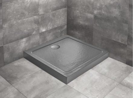 Radaway Doros Stone C akril zuhanytálca előlappal 90x90 cm ajándék szifon, antracit SDRC9090-05-64S