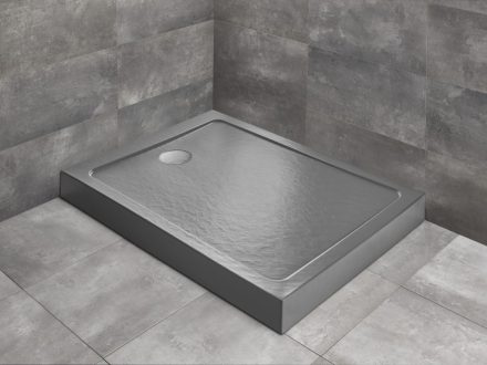 Radaway Doros Stone F akril zuhanytálca előlappal 100x80 cm ajándék szifonnal, antracit SDRFP1080-05-64S