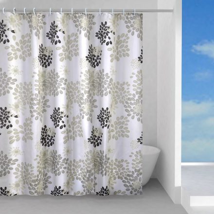Sapho Caffe textil zuhanyfüggöny 180x200 cm, fehér mintával 1302