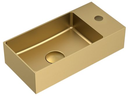 Sapho Aurum Inox kézmosó 36,5x18 cm klik-klak lefolyóval, balos / matt arany AU204