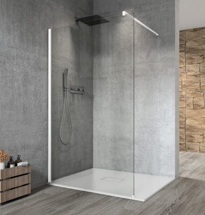 Sapho Gelco Vario Walk-In fix zuhanyfal 70x200 cm átlátszó üveg, merevítő nélkül, matt fehér GX1270GX1015