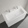 Villeroy & Boch Finion mosdó 100x50 cm, 2 csaplyukkal, túlfolyó nélkül, CeramicPlus bevonattal, alpin fehér 4164A1R1