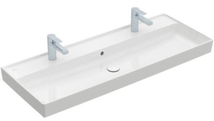 Villeroy & Boch Collaro Beépíthető mosdó 120x47 cm, CeramicPlus felülettel, 2 csapfurattal, alpin fehér 4A33C4R1