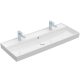 Villeroy & Boch Collaro Beépíthető mosdó 120x47 cm, CeramicPlus felület, 2 csaplyukkal, stone white 4A33C4RW