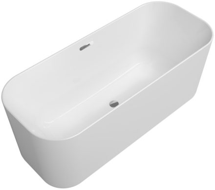 Villeroy & Boch Finion szabadonálló Quaryl fürdőkád 170x70 cm, Design gyűrűvel Chrome, kőfehér UBQ177FIN7A100V2RW