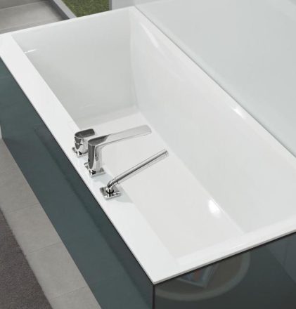 Villeroy & Boch Squaro Edge 12 beépíthető Quaryl fürdőkád 180x80 cm, alpesi fehér UBQ180SQE2DV-01